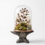 Flora Forge Handcrafted Anvil Base Glass Cloche Terrarium with Metallic Botanical Tree