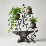 Flora Forge Handcrafted Wrought Iron Anvil Multi-Tiered Vine Plant Stand & Candle Holder - Image 3