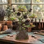 Flora Forge Handcrafted Wrought Iron Botanical 4-Tier Leaf Candelabra & Plant Stand - Image 2