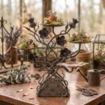 Flora Forge Handcrafted Wrought Iron Botanical 4-Tier Leaf Candelabra & Plant Stand - Image 3