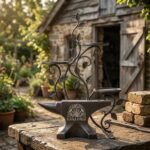Flora Forge Handcrafted Wrought Iron Anvil Multi-Tiered Vine Plant Stand & Candle Holder - Image 2