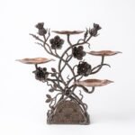 Flora Forge Handcrafted Wrought Iron Botanical 4-Tier Leaf Candelabra & Plant Stand